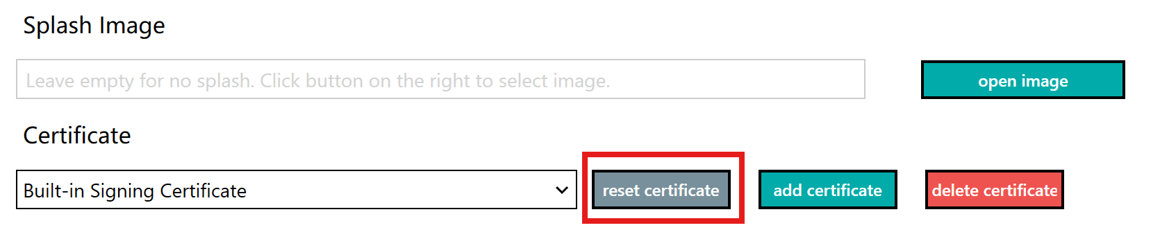 Reset Certificate